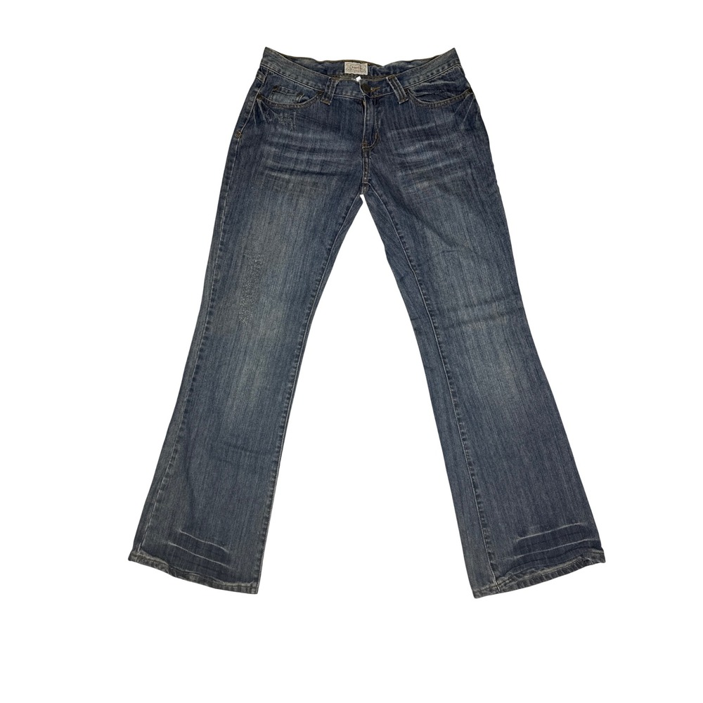 Full Moon Jeans Women L Blue Denim Bootcut Embroidered Pockets Low Rise MP0074